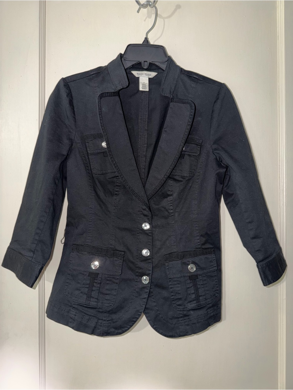 White House Black Market Black Tailored Blazer with Silver Buttons